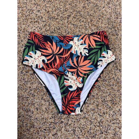 SUUKSESS Women Tummy Control Tankini Bathing Suit Ruffle High Waisted Tropical M - Picture 8 of 12